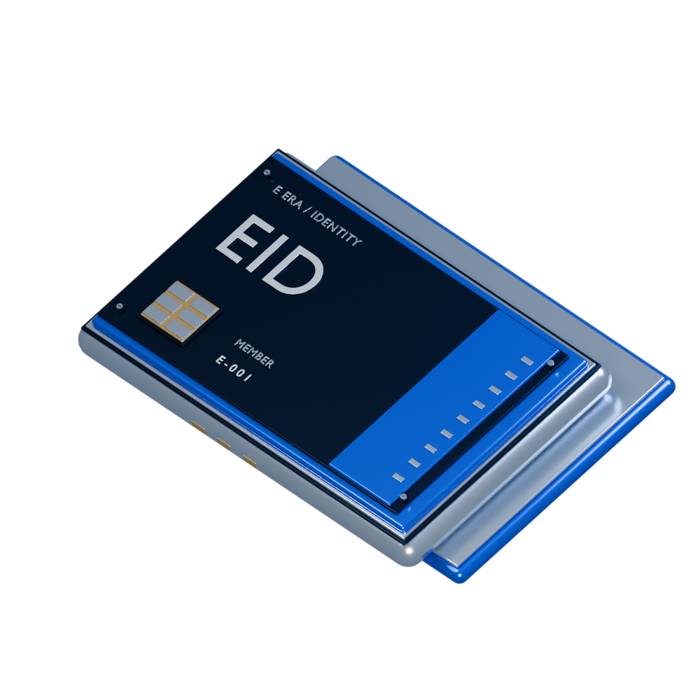 EID 独立设计的蓝色金属身份凭证